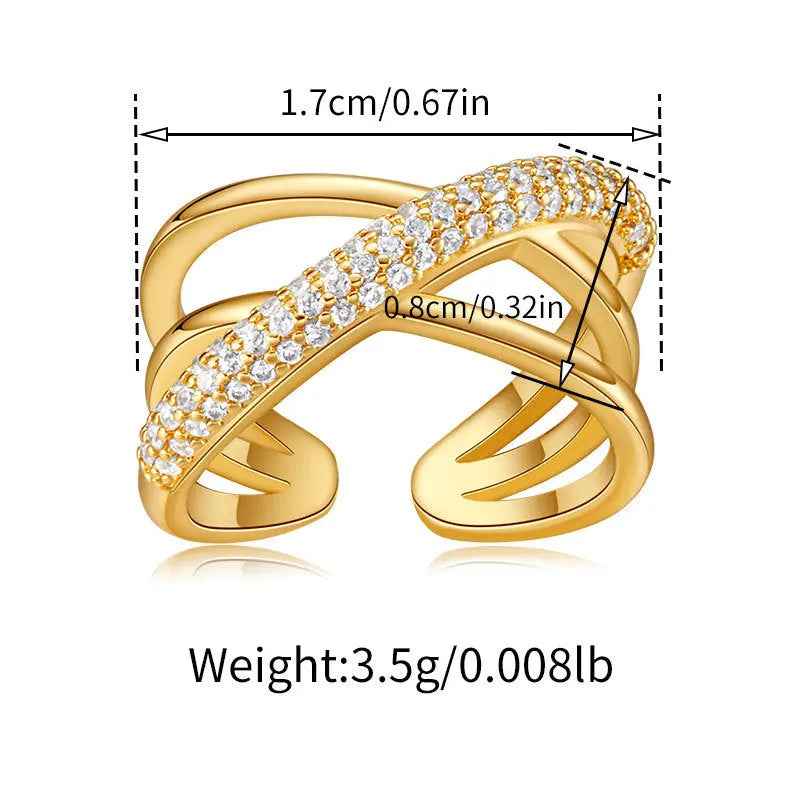 New European And American Zircon Three-layer Cross Ring For Women - Norellé