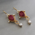 Pearl Pendant Inlaid Gemstone Earrings Original - Norellé