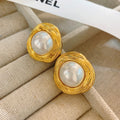 Mid-ancient French Irregular Texture Pearl Earrings - Norellé
