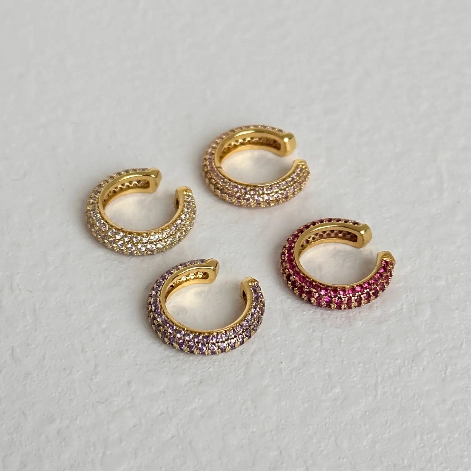 Retro Simple Full Rhinestone Zircon Ear Clip Earrings