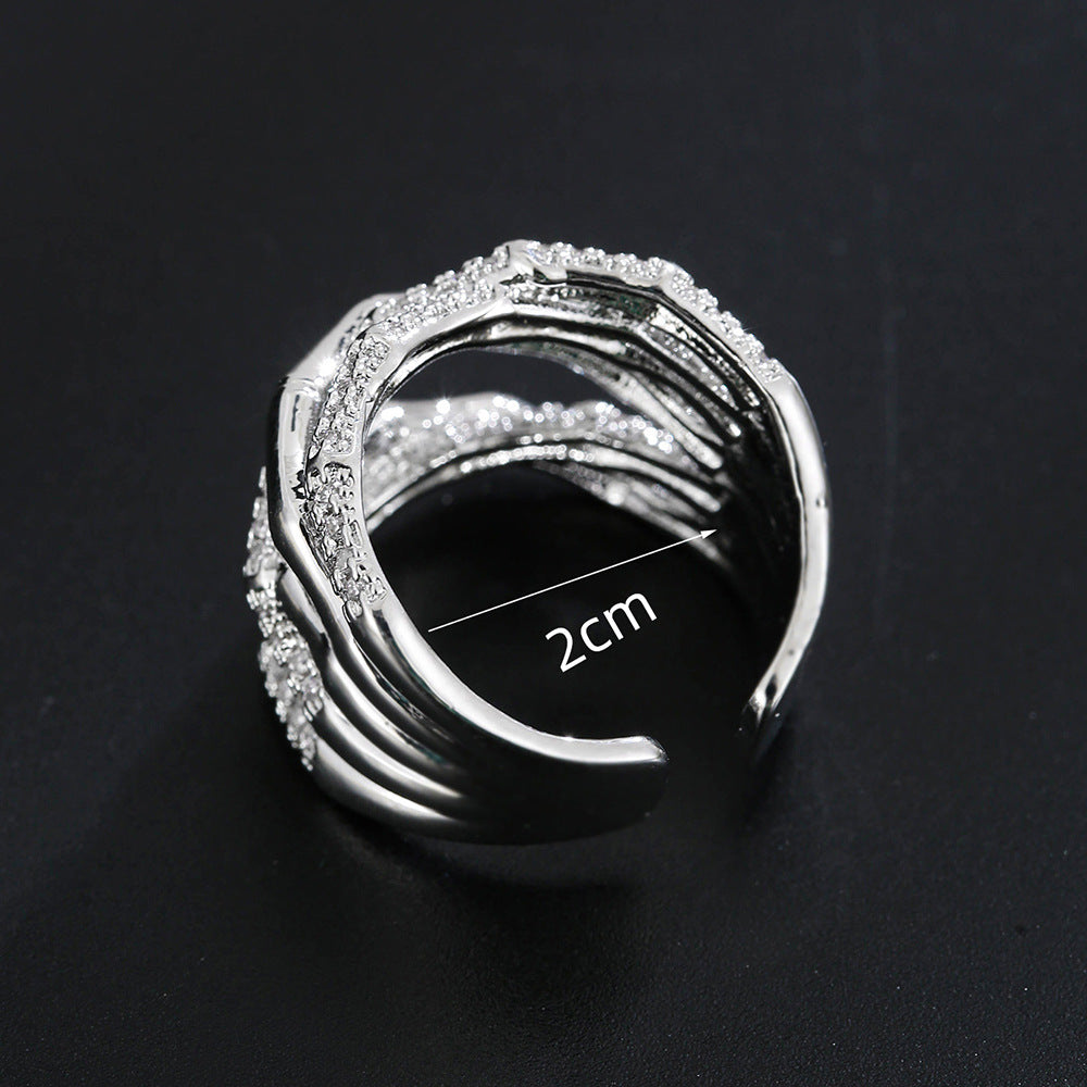 Copper Plated White K Micro-inlaid Zircon Ring Simple - Norellé