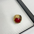 Antique Round Texture Hollow Inlaid Natural Stone Ring - Norellé