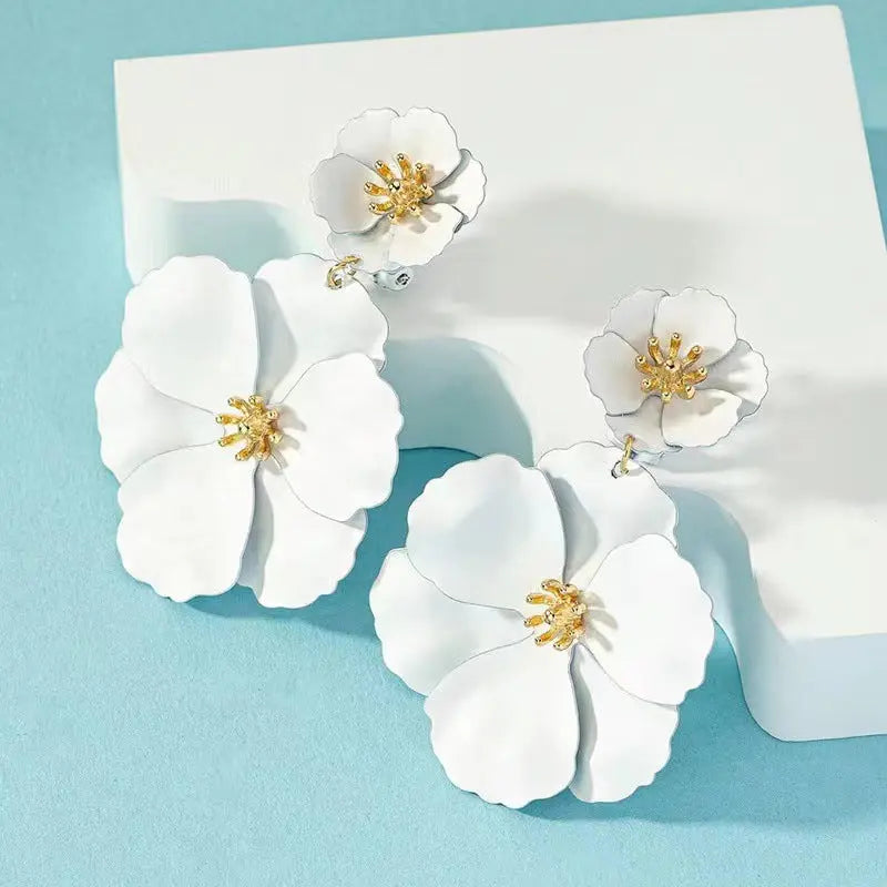 Mori Girl Flower Earrings Retro Long - Norellé