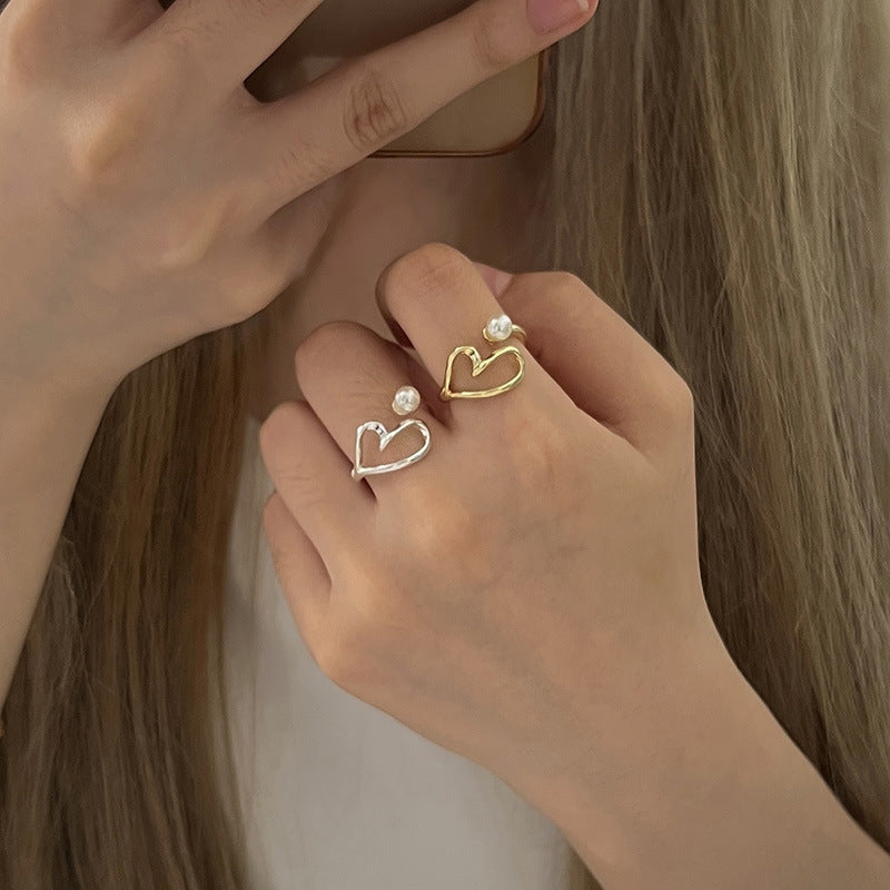 Personalized Love Pearl Line Ring Fashion - Norellé