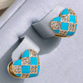 Women's Fashion Best-seller Heart-shaped Plaid Stud Earrings - Norellé