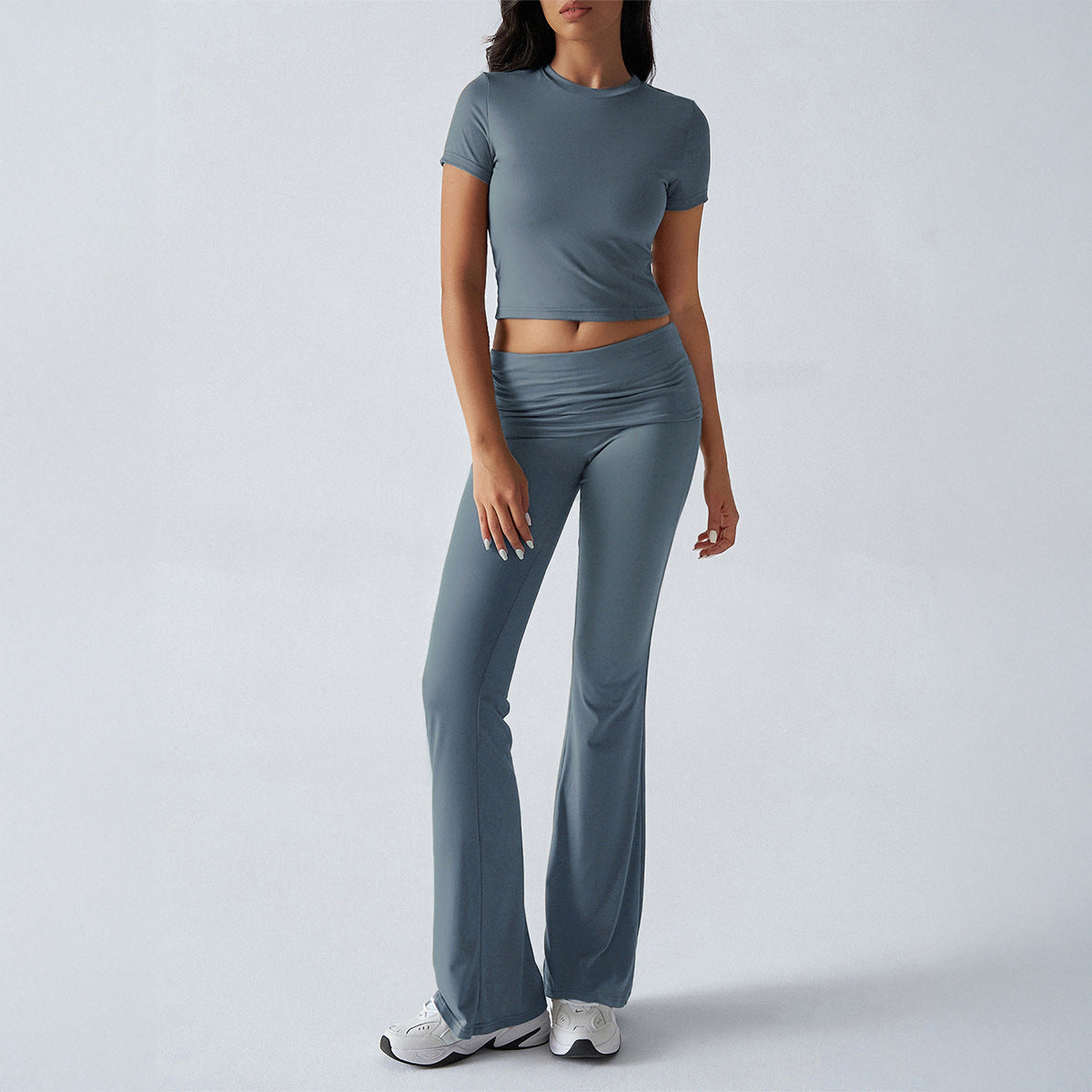 Casual Solid Color Slim Fit Short Sleeve Trousers Suit - Norellé