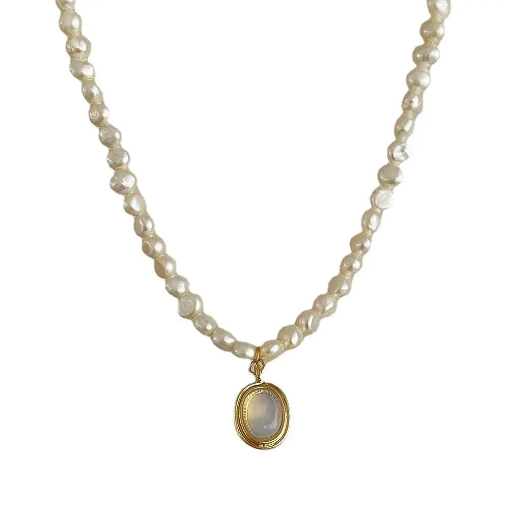Pearl Clavicle Chain Jewelry Moonstone Pendant Necklace - Norellé