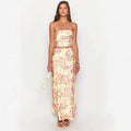 Women's Print Chest-wrapped Floral Slit Skirt - Norellé