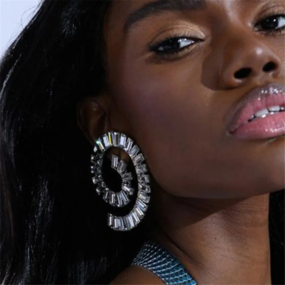 Multi-layer Irregular Rhinestone Spiral Earrings - Norellé