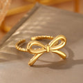 European And American Fashion Bowknot Stainless Steel Open Adjustable Ring - Norellé