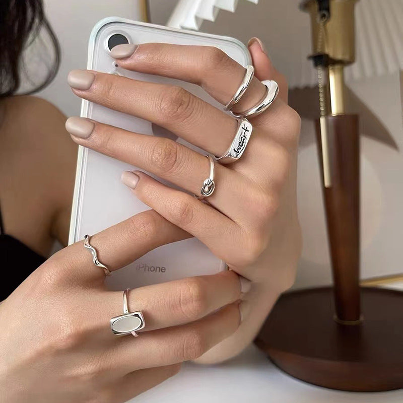 Letter Line Double-layer Ring Female Retro Fashion Elegance - Norellé