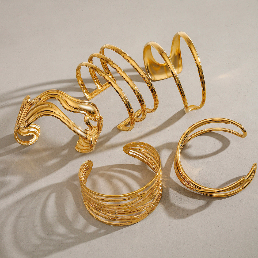 Irregular Lines Multi-layer Hollow Open-end Bracelet Retro Personality - Norellé