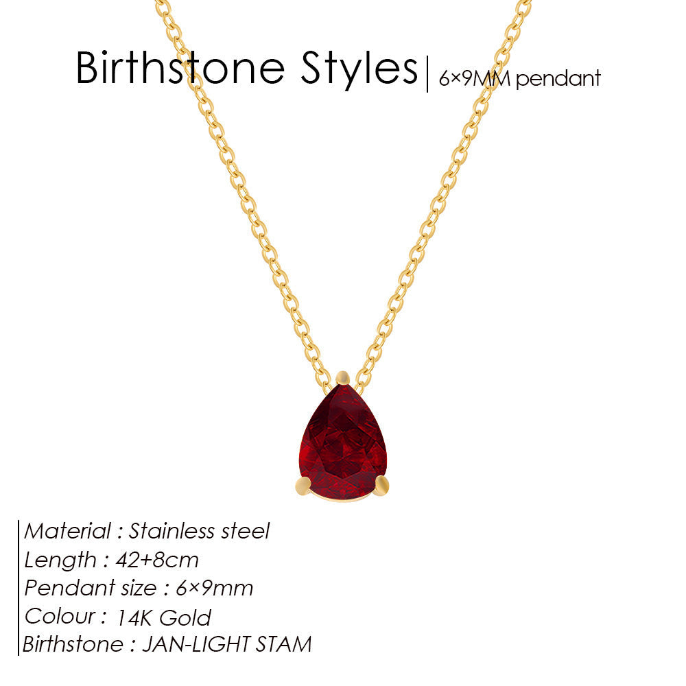 Stainless Steel Stylish Water Drop Zircon Necklace - Norellé