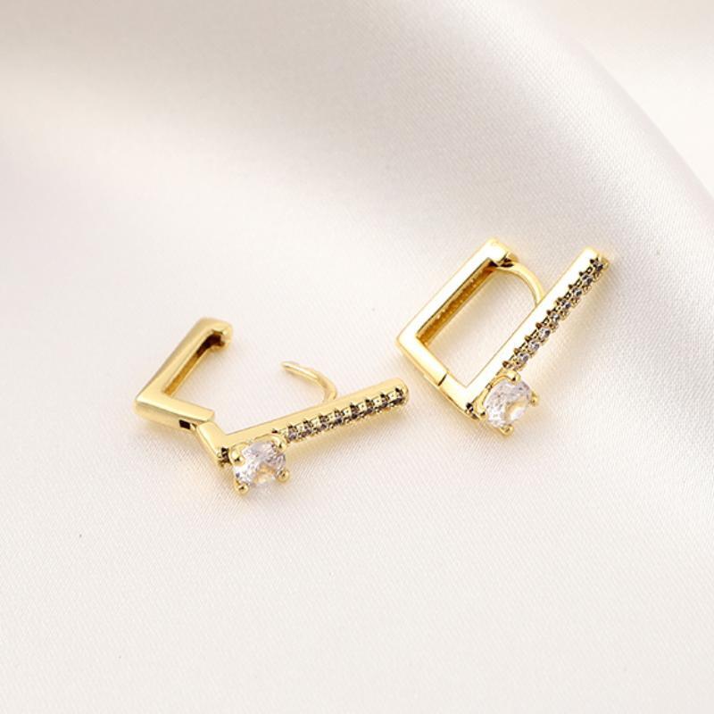 Exquisite Geometric Square Zircon Earrings Temperament Entry Lux - Norellé