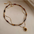 Autumn And Winter Maillard Beaded Tigereye Pendant - Norellé