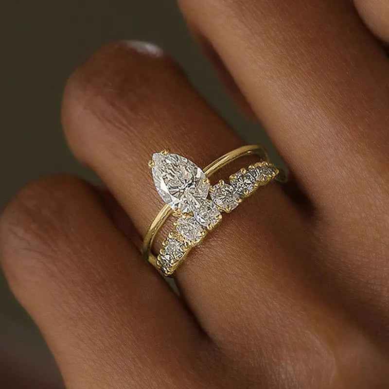 Drop-shaped Design Zircon Ring Fashionable And Exquisite - Norellé