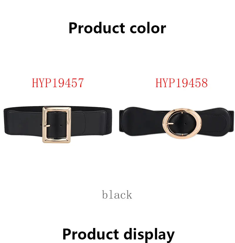 Simple Metal Pin Buckle Elastic Waist Belt
