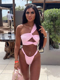 One shoulder Hollow Bikini Set Beach Cover Up - Norellé