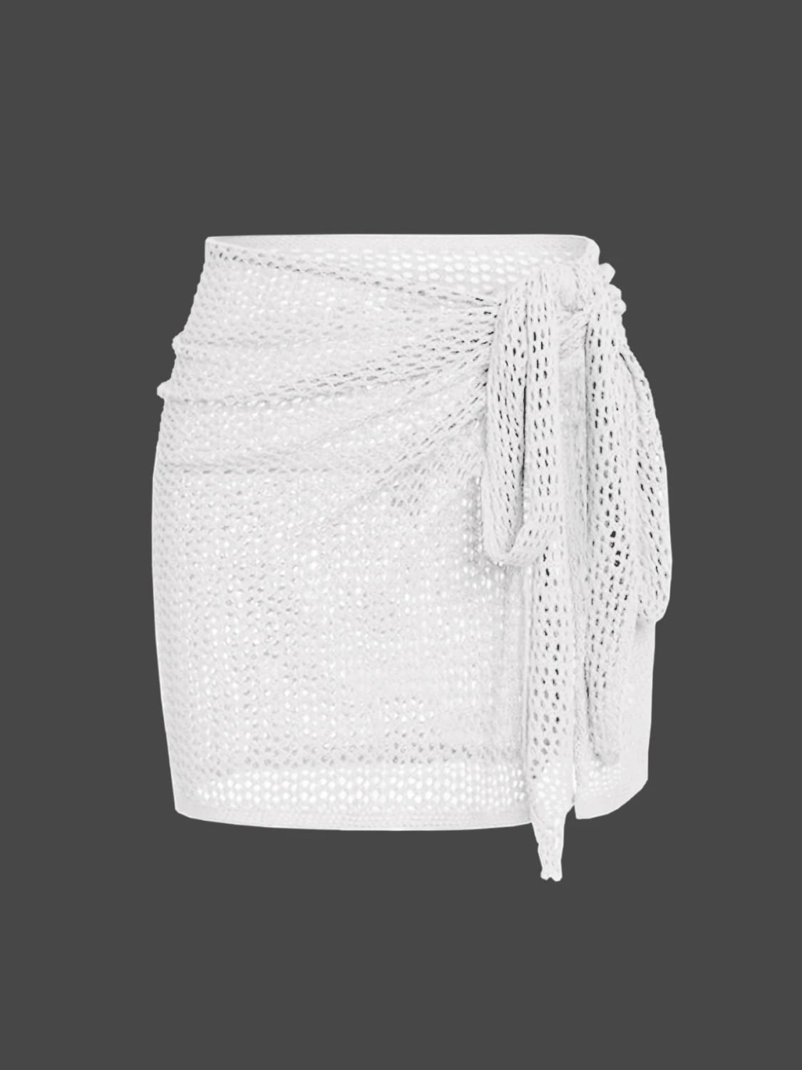 Women’s Knitted Short Skirt with Hollow Straps and Slit Beach Cover Up