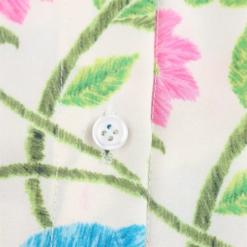 Women’s Simple and Elegant Flip Collar Printed Shirt Mid Waist Straight Leg Pants Casual Set