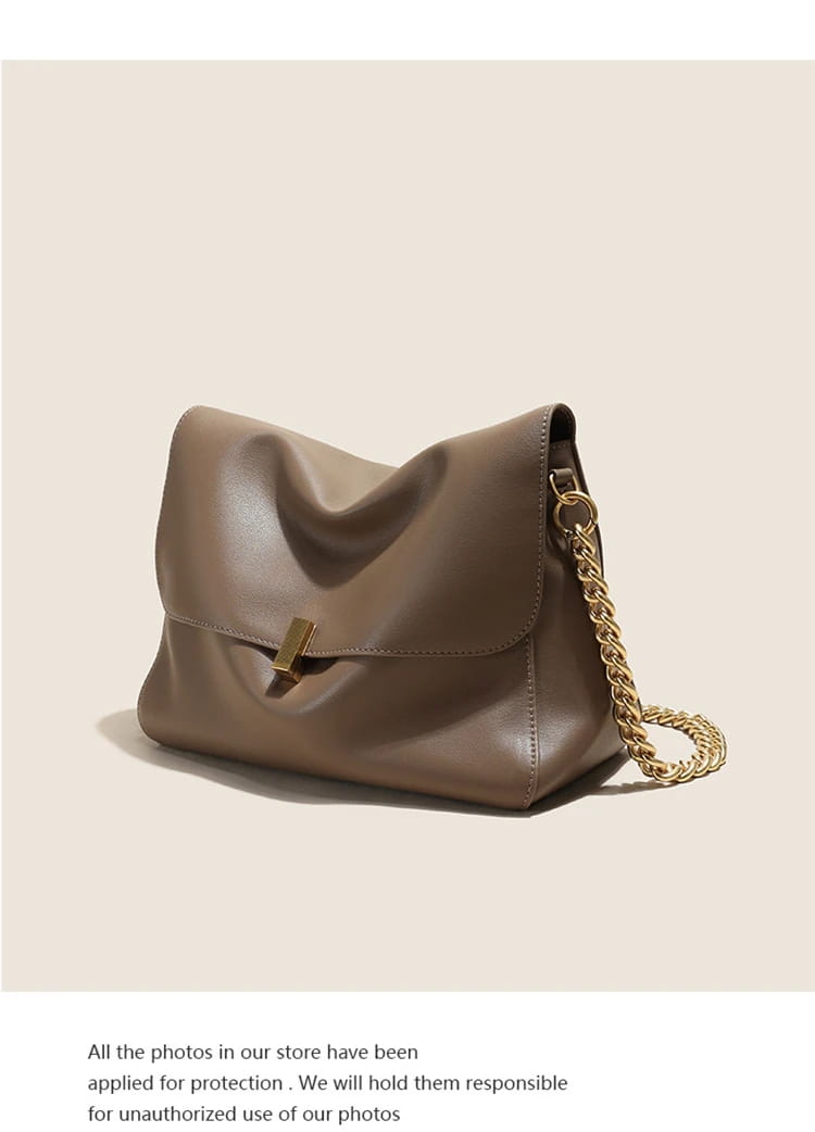 Retro Genuine Leather Large Chain Shoulder Bags For Women