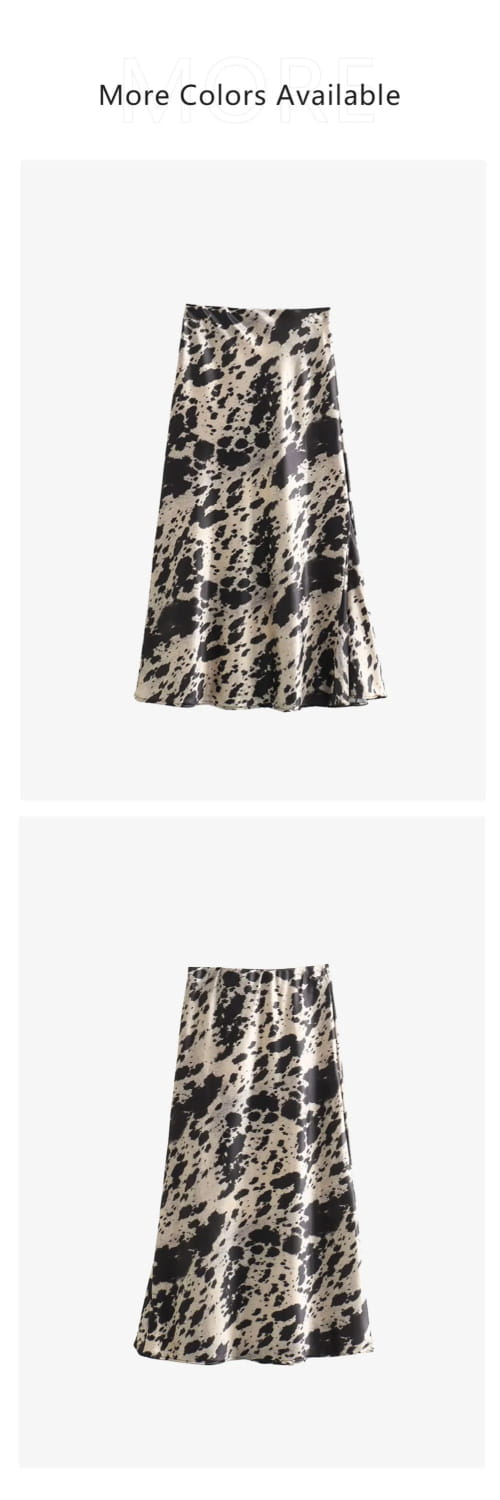Women’s Animal Pattern Printed Silk Satin Midi Skirt