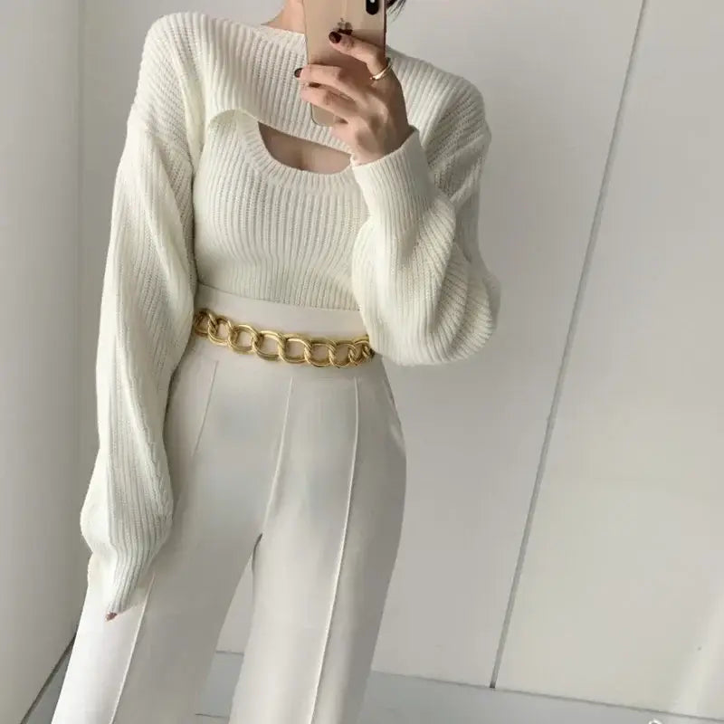 Pullover Short Sweater Two-piece Set