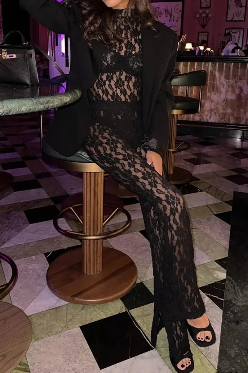 Slim-fit Lace Jumpsuit Tops & Pants Set