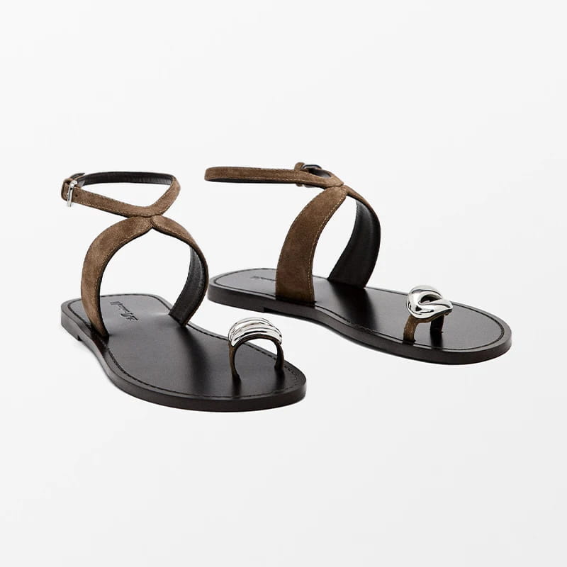 Cross-Strap Sandals with Top-Grain Leather