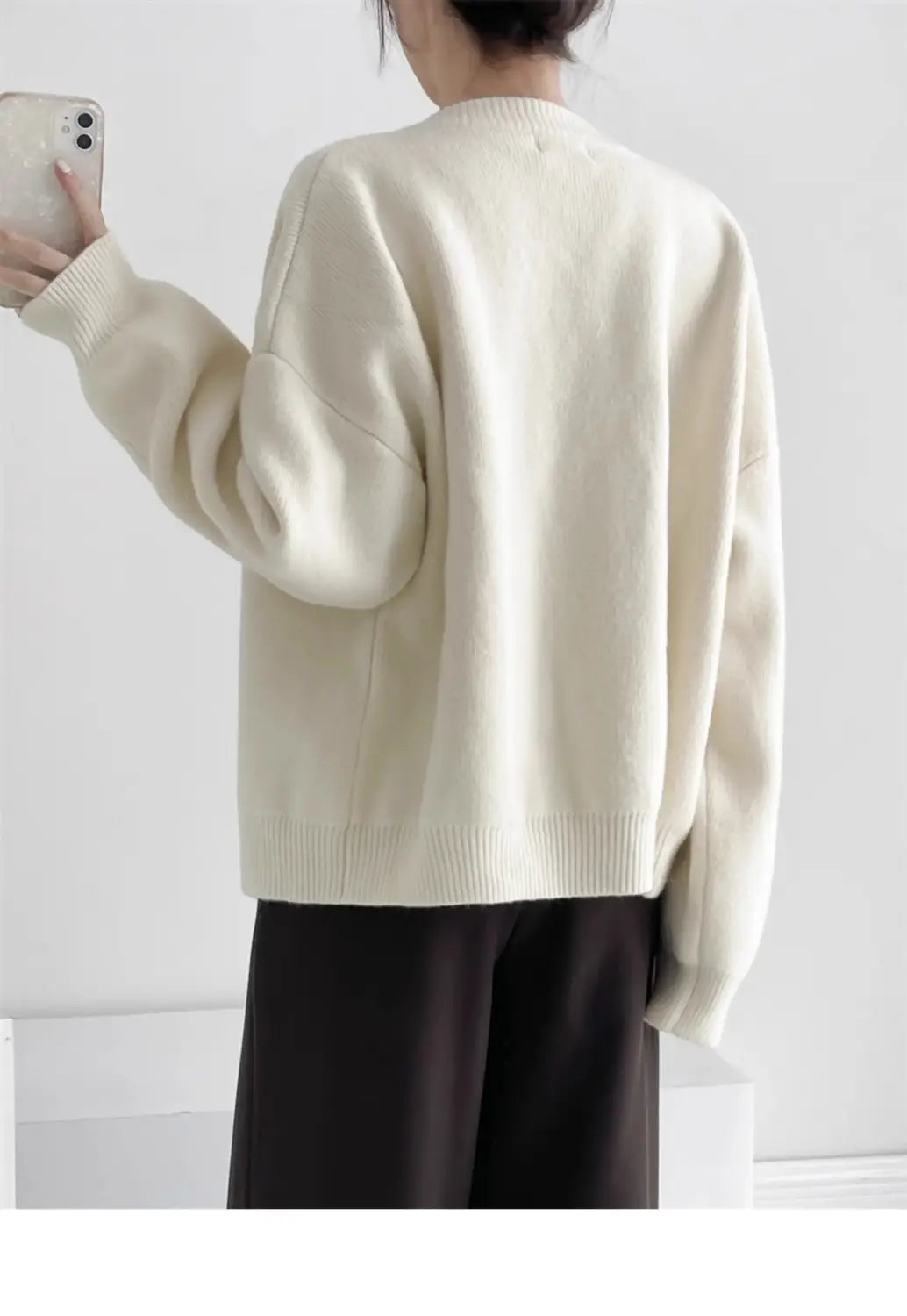 Women Cardigans Sweater O-neck Knitted Loose