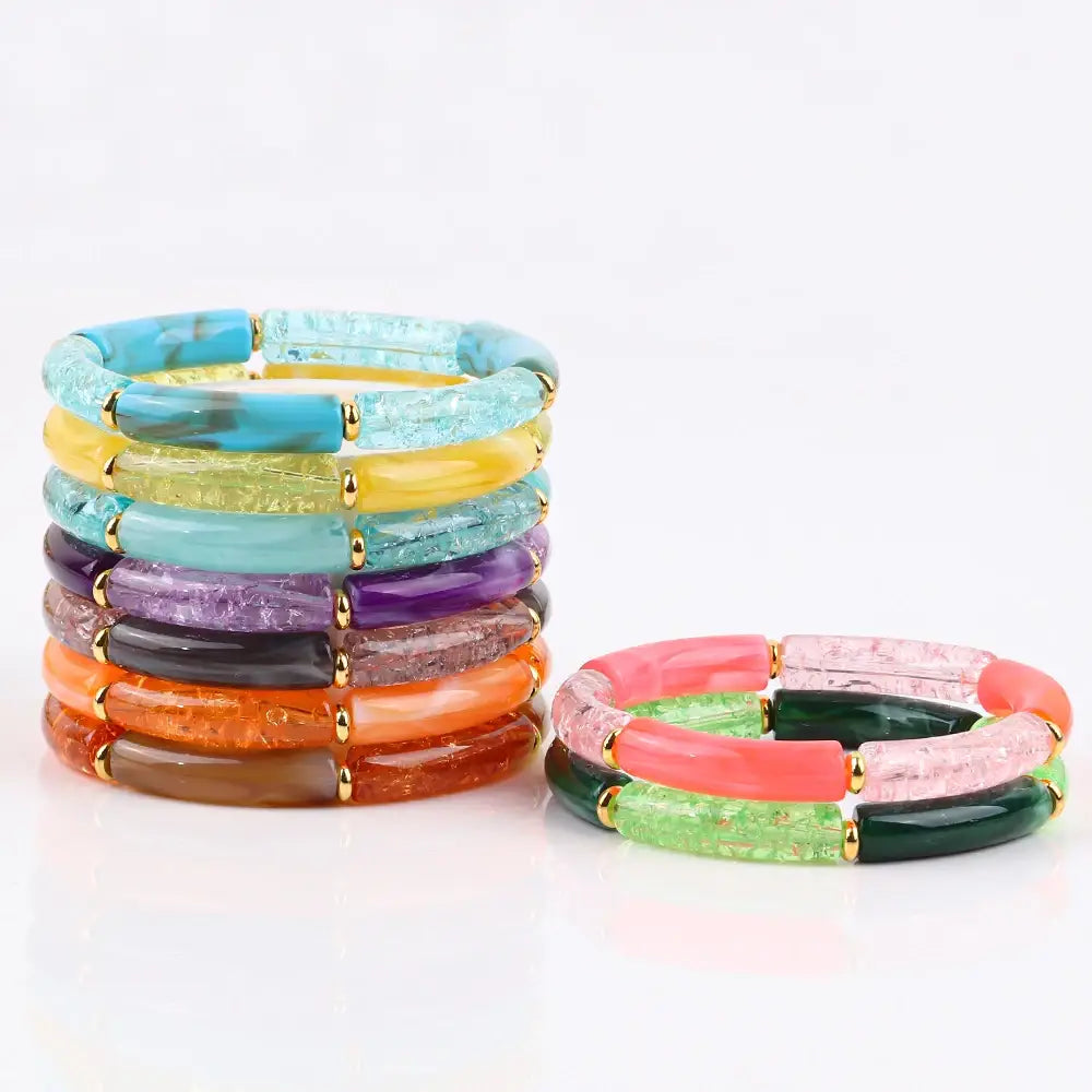 Jelly Color Big Irregular Square Acrylic Wide Bangle