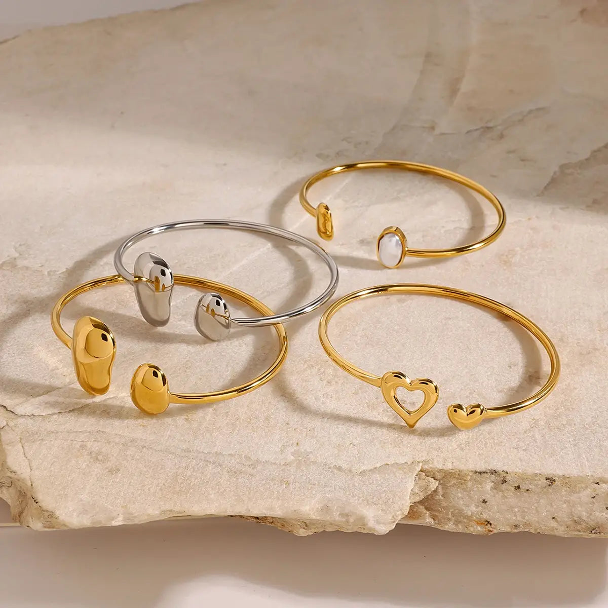 Oval Pearl Bangle Bracelet For Everyday