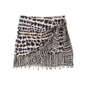 Women Vintage Geometric Print Knotted Mini Skirt