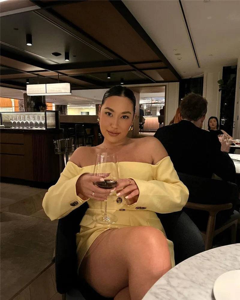 Off-shoulder Strapless Blazer Dress For Women