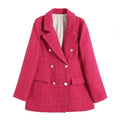 Women's Clothing Style Fashionable Versatile Texture Double breasted Mid length Suit Coat - Norellé