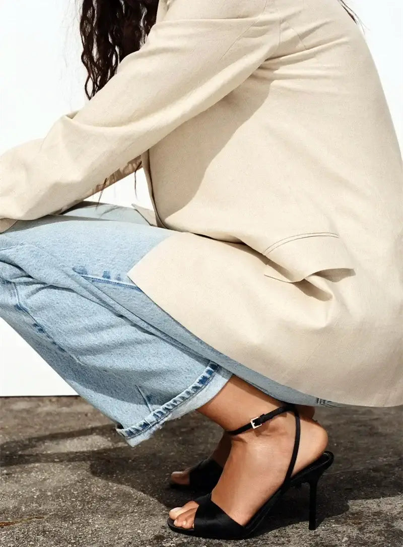 Satin High Heels Women Ankle Strap