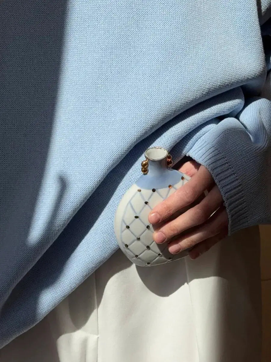 Backless O-neck Cotton Knit Sweater