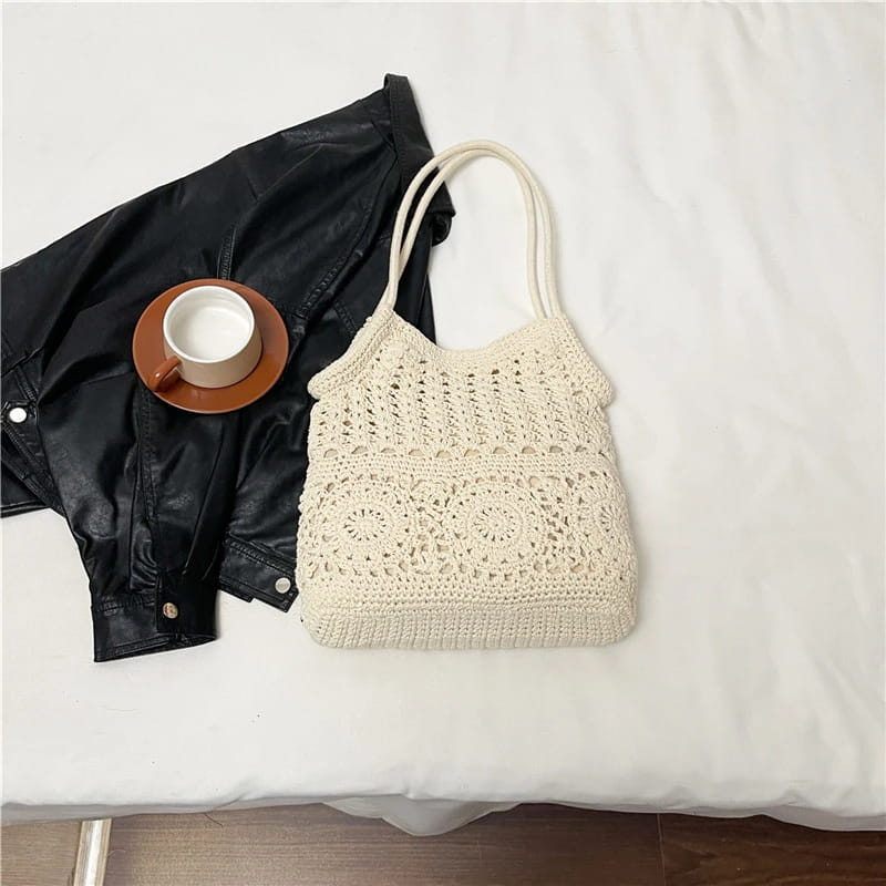 Weave Handbag Large Capacity Shoulder Bag Hollow out Tote