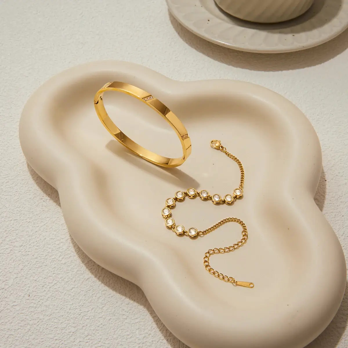 Stainless Steel Round Zircon Tennis Chain Bracelet