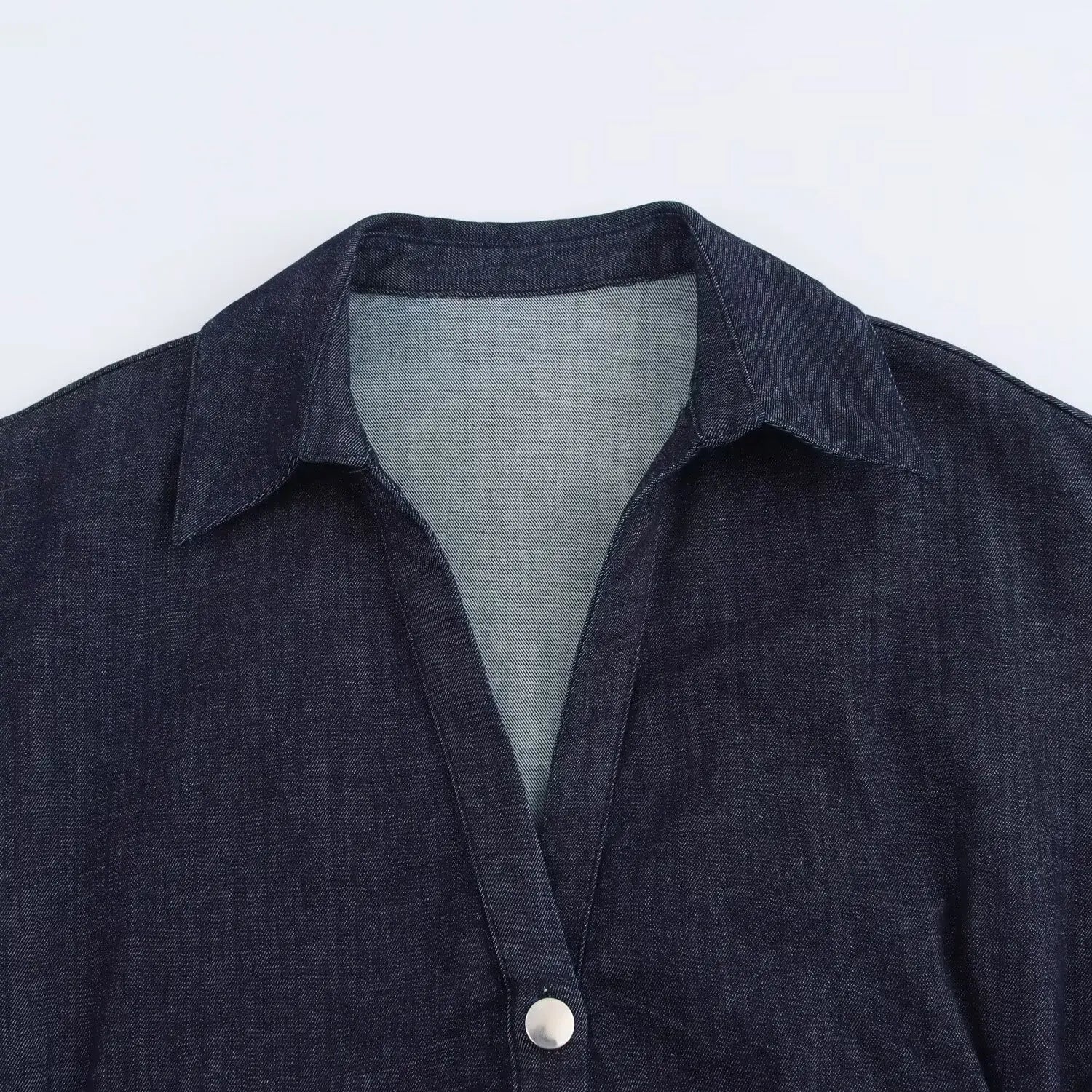 Denim midi dress with lapel side - Norellé