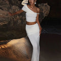 Strapless Long Dress Two Piece Fashion Elegant Solid Sleeveless Top Tight Long Dress Set - Norellé
