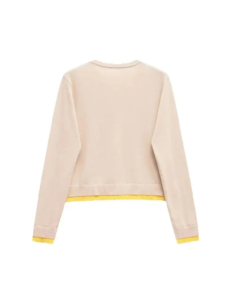 Women's Patchwork Cropped Knit Cardigan