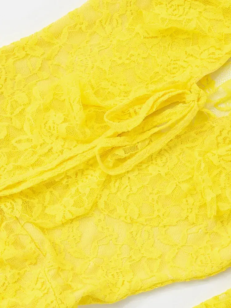 Lace Ruffled Streamer Dress For Women