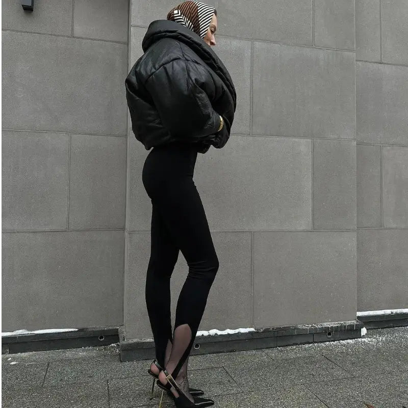 Women’s Solid Leather Cotton Jacket