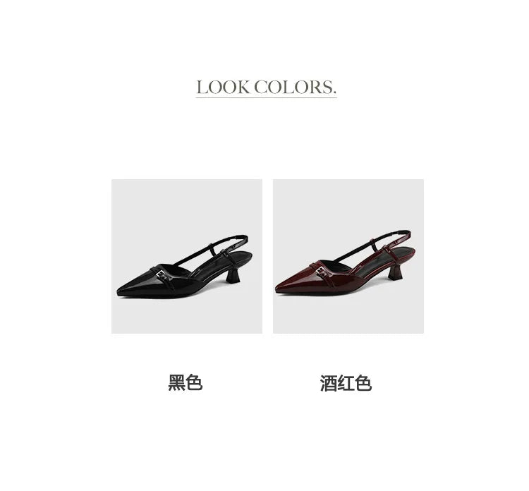 Women’s Patent Leather Slip on Pointed Toe Sandals