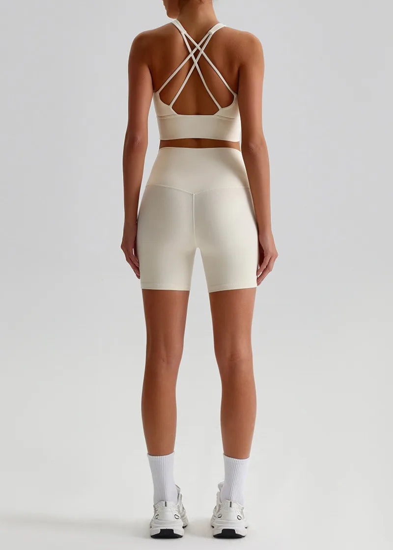 Women’s Seamless Yoga Set - Quick-Dry Naked Feel Backless Bra Booty-Lifting Shorts