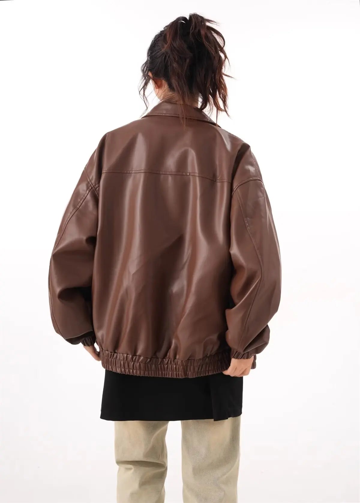 Faux PU Leather Rider Jacket For Women