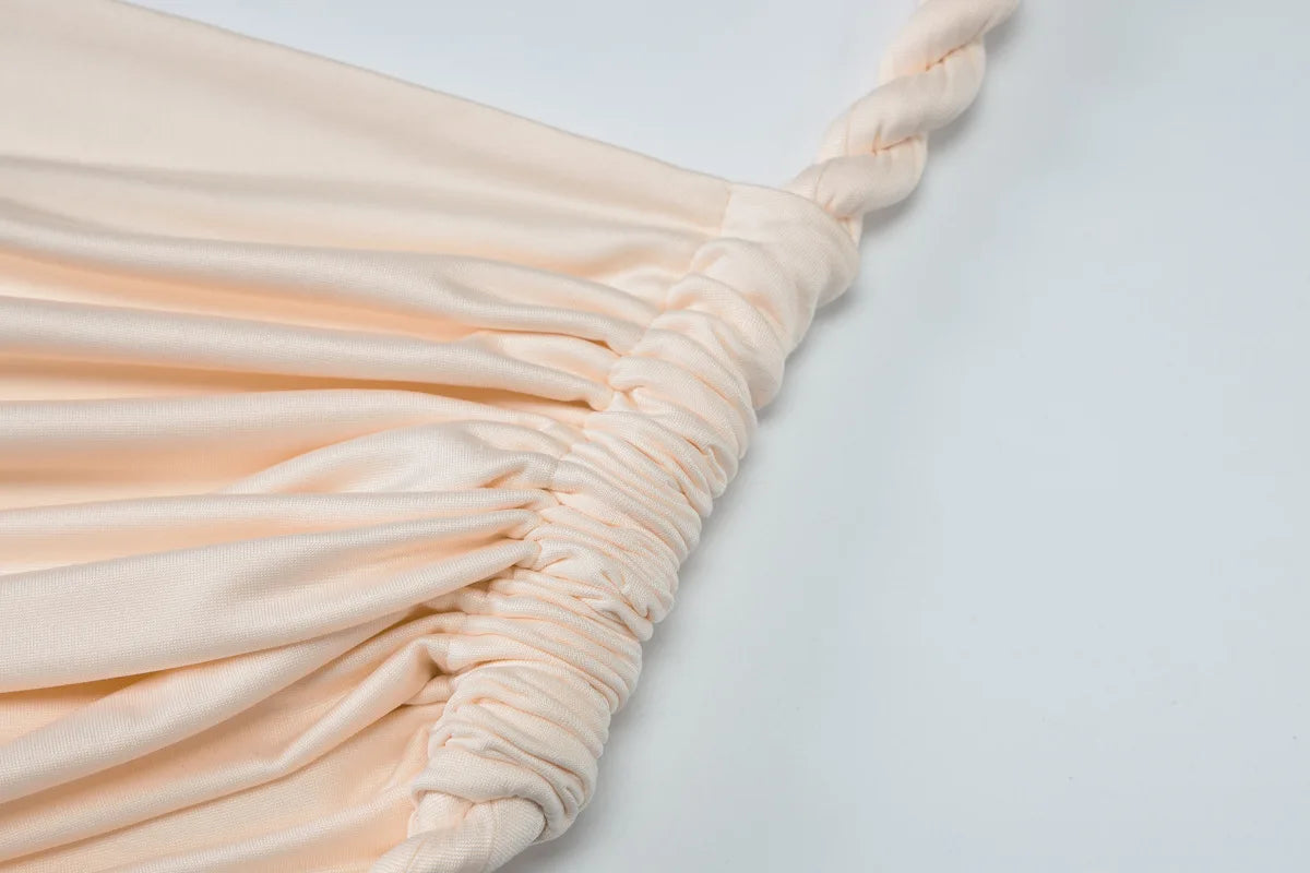 One-shoulder Strapless Tether Ruched Dress