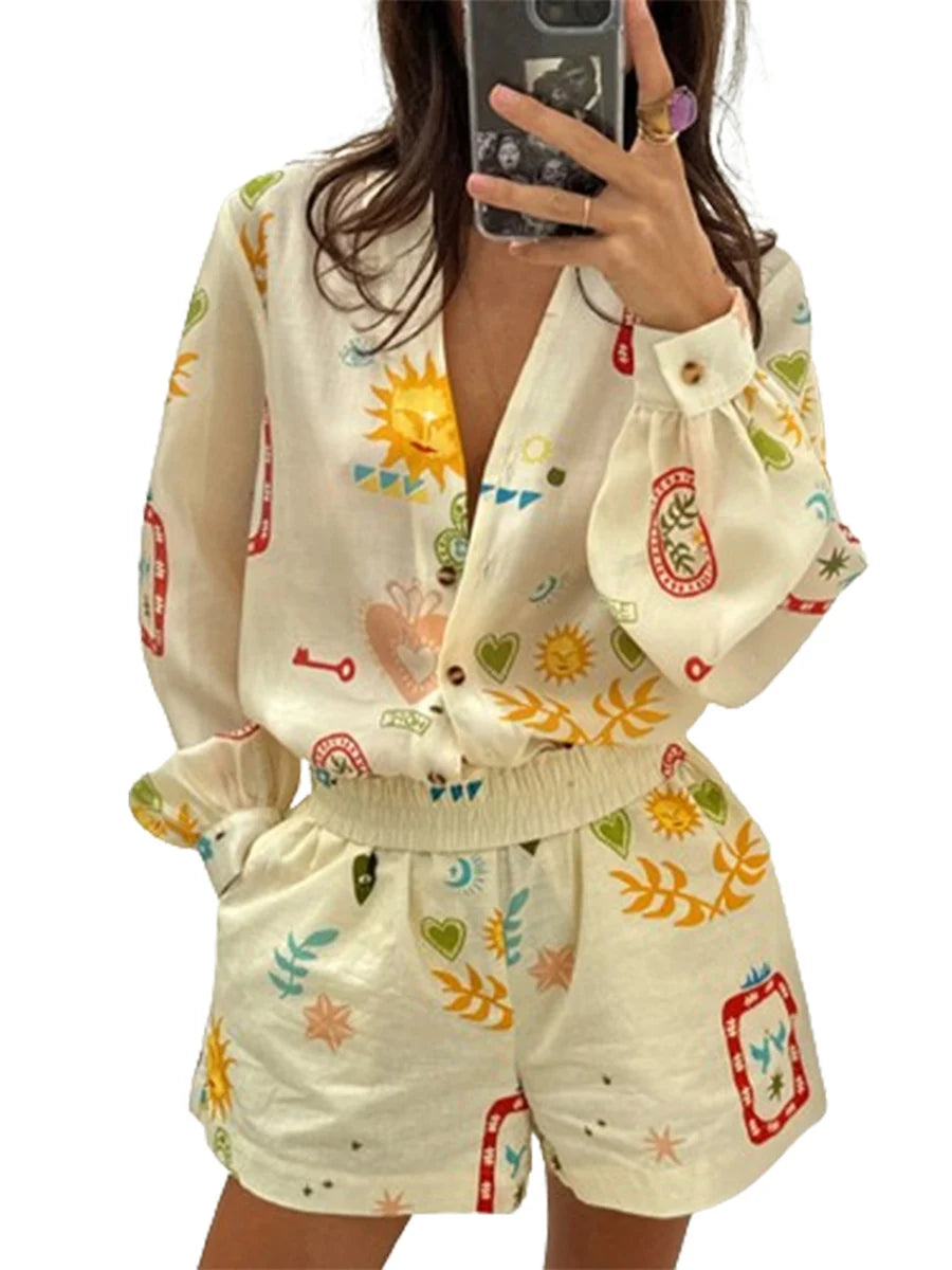 Women 2 Piece Outfits Floral Print Summer Beachwear