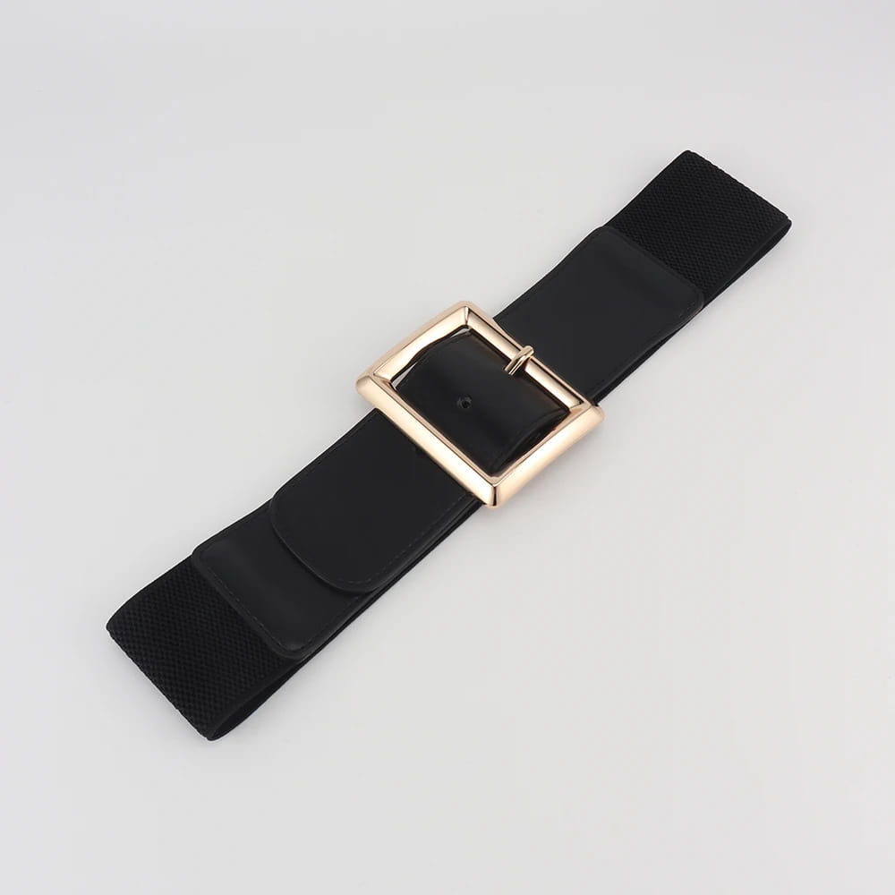 Simple Metal Pin Buckle Elastic Waist Belt